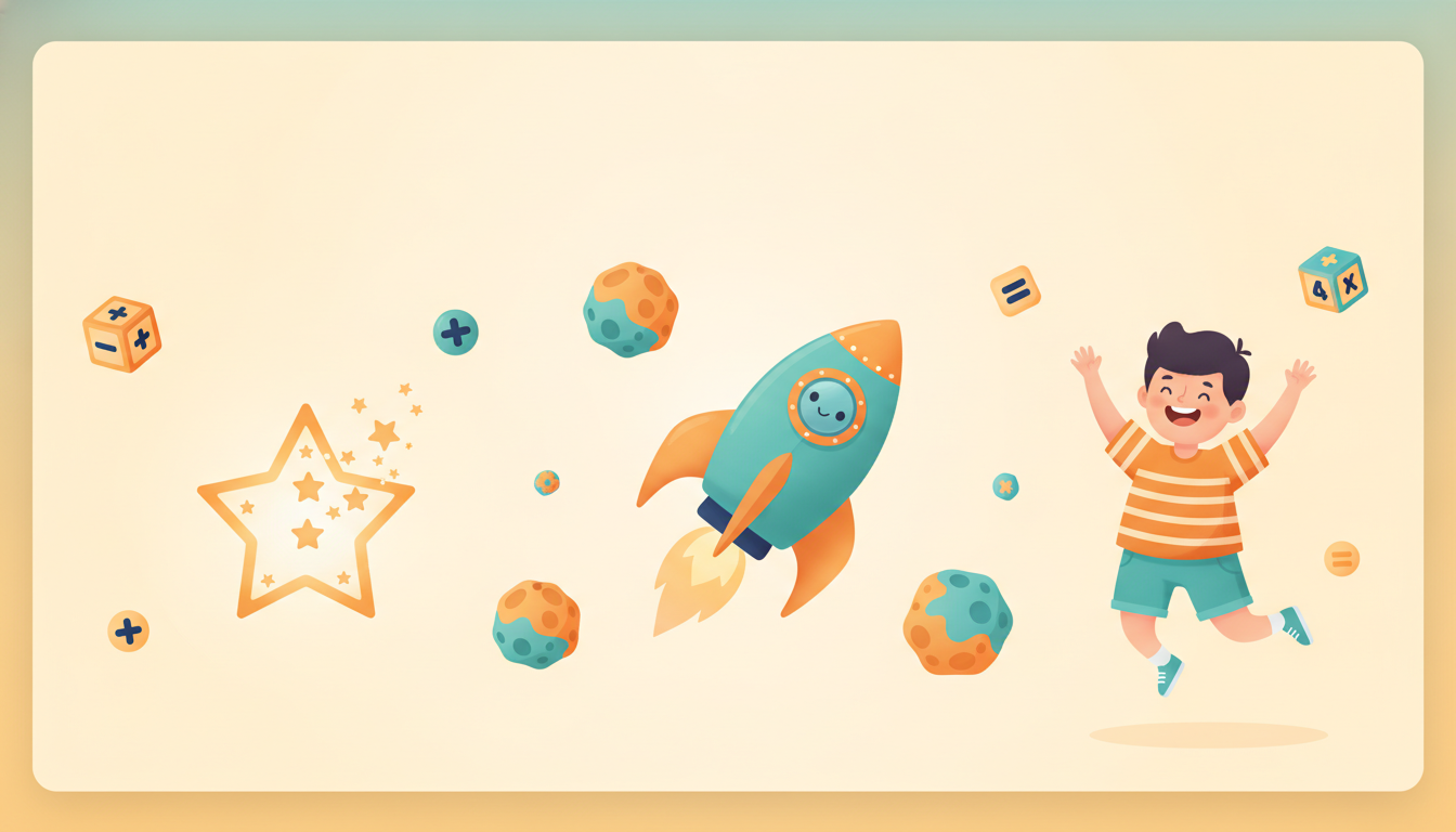 A playful math arcade scene